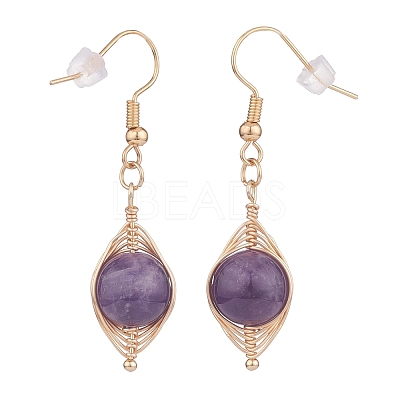 Natural Amethyst Braided Dangle Earring EJEW-JE04845-01-1