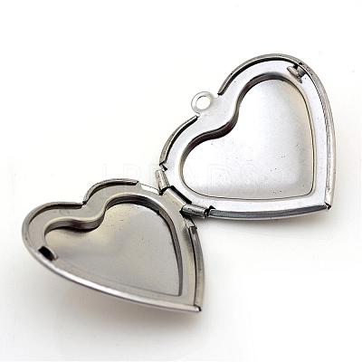 Tarnish Resistant 316 Stainless Steel Photo Locket Pendants STAS-S046-09-1