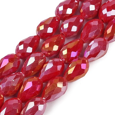 Opaque Solid Color Electroplate Glass Beads Strands EGLA-N013-P6mm-B07-1