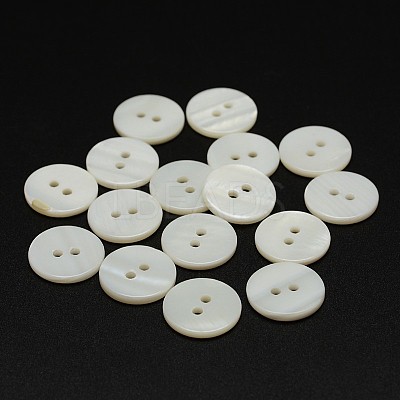 2-Hole Shell Flat Round Buttons BUTT-P012-12-1