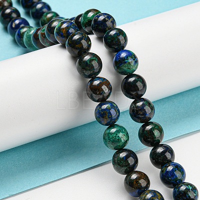 Natural Azurite Beads Strands G-P503-8MM-09-1