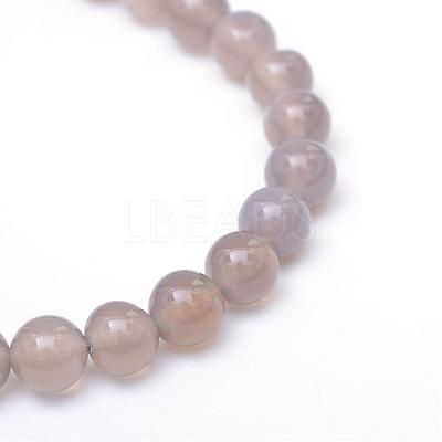 Round Natural Grey Agate Bead Strands G-R345-8mm-07-1