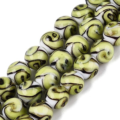 Gold Sand Handmade Lampwork Beads Strands LAMP-N037-08C-1
