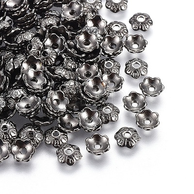 6-Petal Tibetan Style Alloy Flower Bead Caps TIBE-S220-B-RS-1