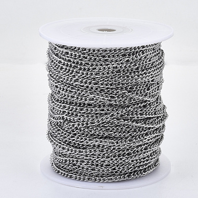 Tarnish Resistant 304 Stainless Steel Curb Chains CHS-S001-09A-P-1