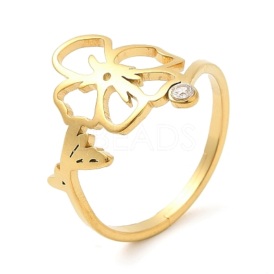 304 Stainless Steel with  Cubic Zirconia Adjustable Rings RJEW-K245-48E-G-1