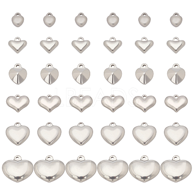36Pcs 6 Style 304 Stainless Steel Pendants STAS-UN0024-76-1