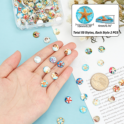 100Pcs Glass Cabochons GLAA-PH0001-16B-1
