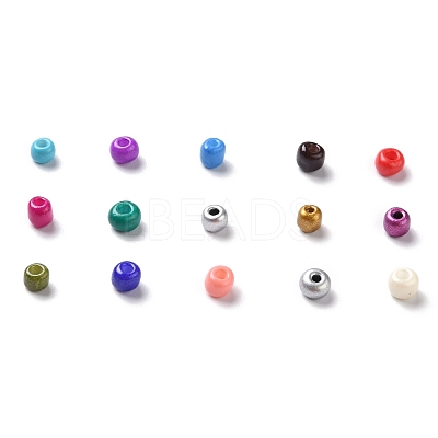 375G 15 Colors Baking Paint K9 Glass Seed Beads SEED-JP0004-03-4mm-1