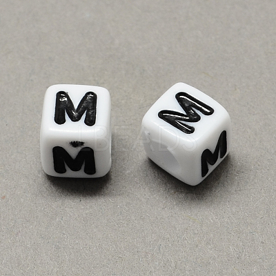 Large Hole Acrylic Letter European Beads SACR-Q103-6mm-01M-1