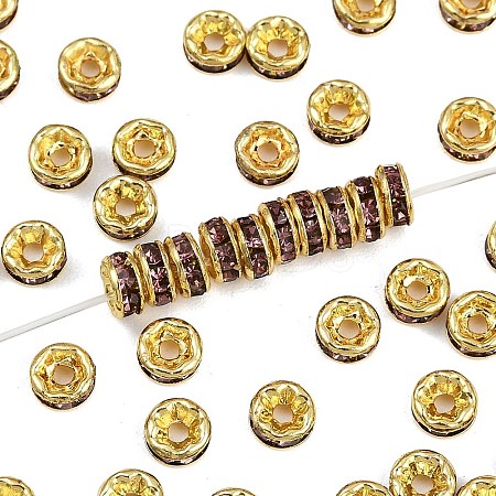 Brass Grade A Rhinestone Spacer Beads RSB034NF-16G-1