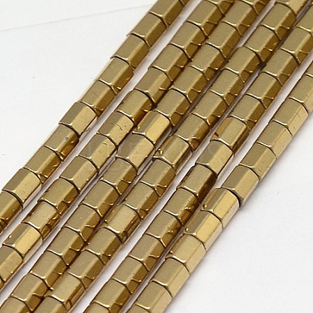 Electroplate Non-magnetic Synthetic Hematite Beads Strands G-J166-3x3mm-03-1