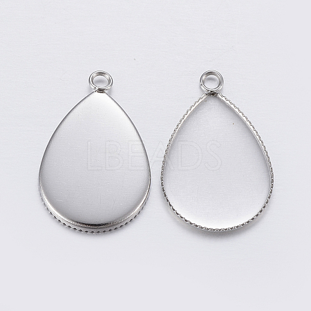 Tarnish Resistant 304 Stainless Steel Pendant Cabochon Settings STAS-P198-14A-1