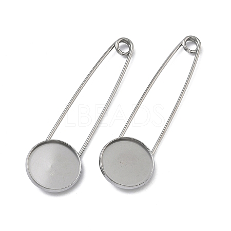 304 Stainless Steel Safety Pin Brooch Base Settings STAS-A142-02C-P-1