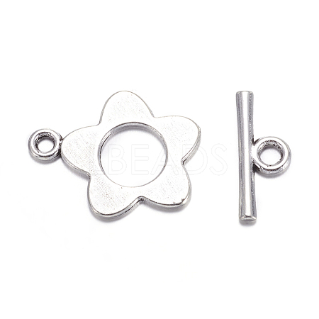 Flower Tibetan Style Alloy Toggle Clasps A0977Y-1