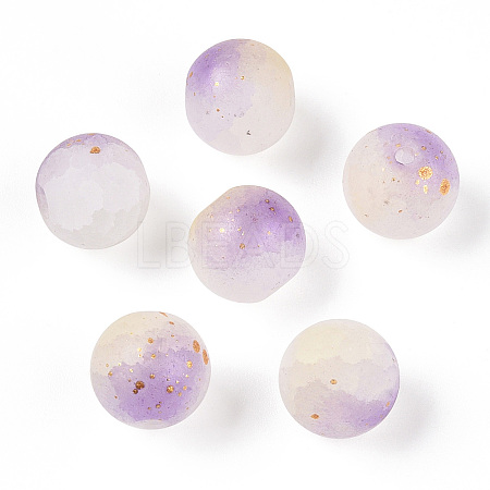 Frosted Baking Paint Crackle Glass Beads with Glitter Powder X1-DGLA-T004-01E-1