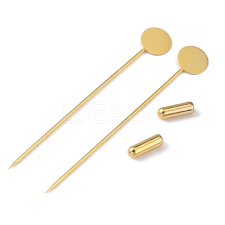 Brass Lapel Pin Base Settings KK-WH0045-025A-G-1