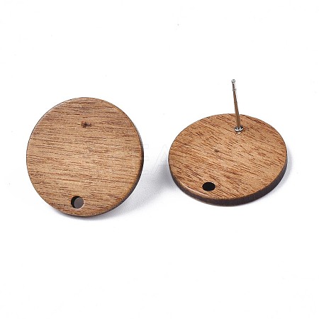 Walnut Wood Stud Earring Findings MAK-N033-008B-1