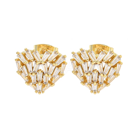 Brass Pave Clear Cubic Zirconia Stud Earrings EJEW-M258-39G-1