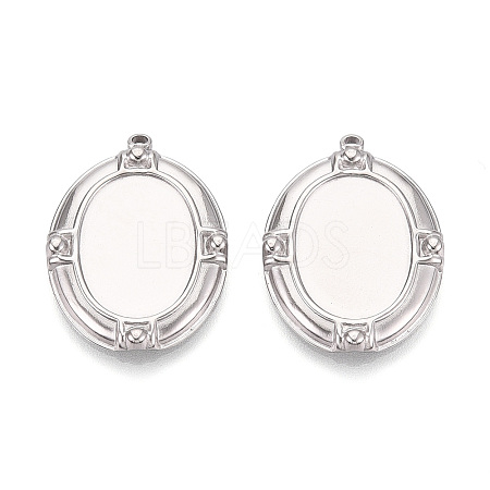 304 Stainless Steel Pendant Cabochon Settings STAS-T067-17P-1