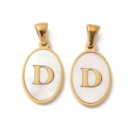 Natural Shell Oval with Initial Pendants STAS-I351-23G-D-1