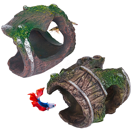 2Pcs 2 Styles Resin Stump Sculpture Display Decorations DJEW-GF0001-86-1