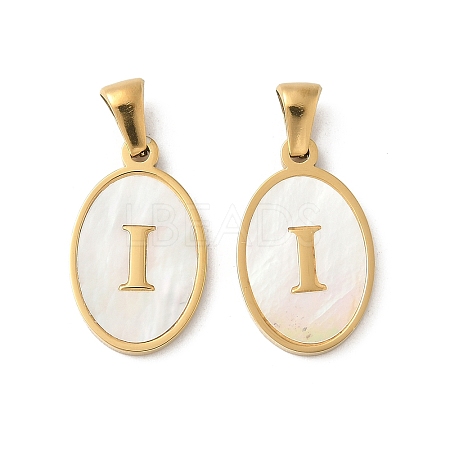 Natural Shell Oval with Initial Pendants STAS-I351-23G-I-1