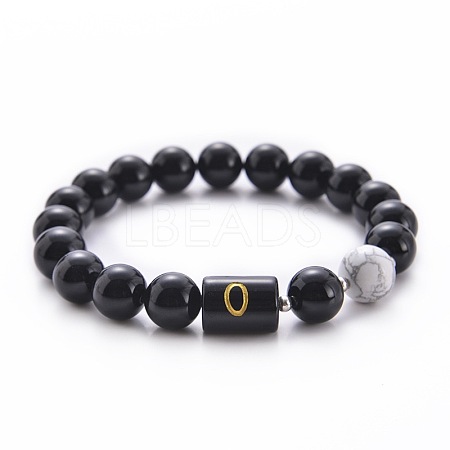 10MM Natural Black Onyx(Dyed & Heated) and Howlite Beaded Stretch Bracelets RH2290-15-1