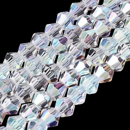 AB Color Plated Transparent Glass Beads Strands GLAA-G127-01-02J-1