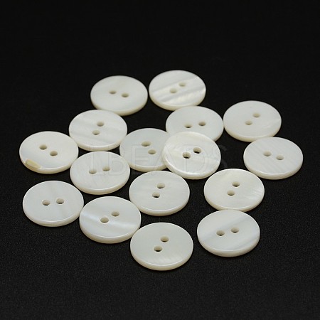 2-Hole Shell Flat Round Buttons BUTT-P012-12-1