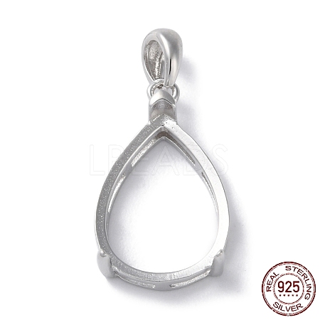 Rhodium Plated Rack Plating 925 Sterling Silver Pendants Cabochon Settings STER-NH0001-49A-P-1