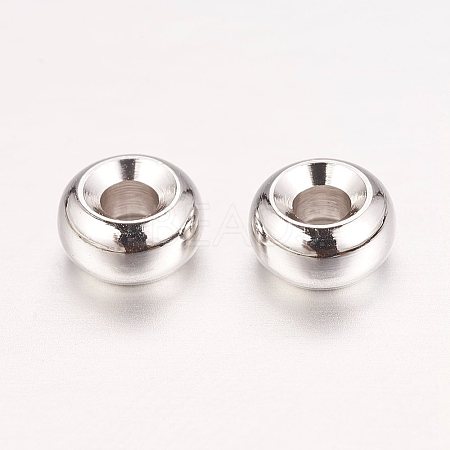 Real Platinum Plated Brass Spacer Beads KK-E702-08P-NF-1