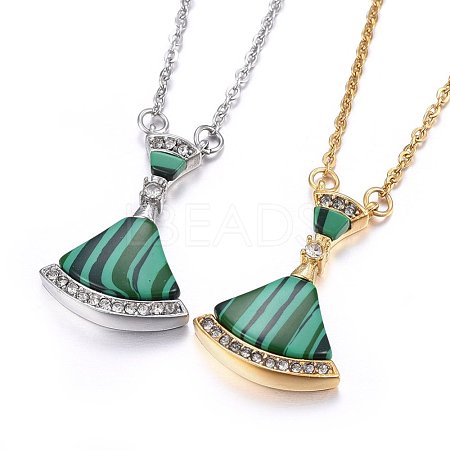 304 Stainless Steel Pendant Necklaces NJEW-H496-03A-1