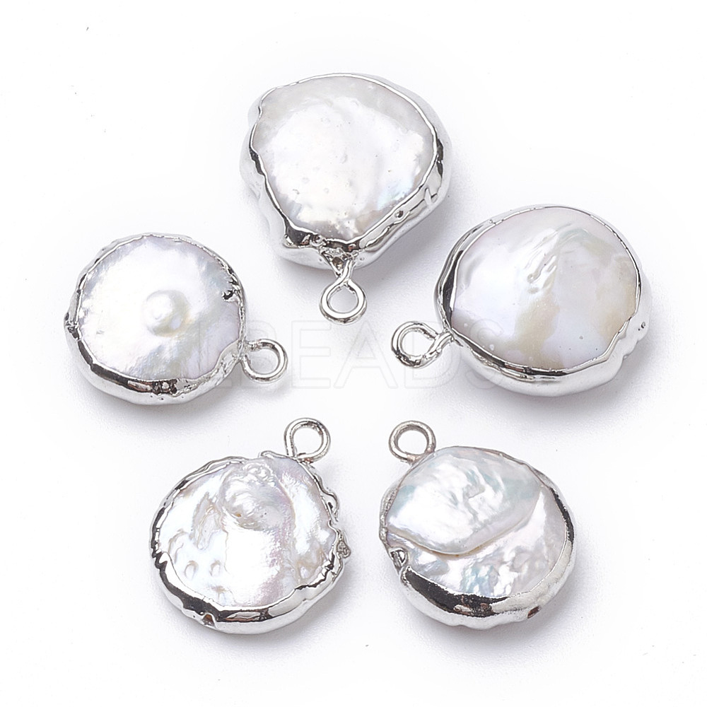 Electroplate Natural Baroque Pearl Keshi Pearl Pendants