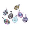 Flower Pattern Glass Pendants GLAA-R195-P-1