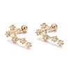 Brass Micro Pave Clear Cubic Zirconia Stud Earrings EJEW-F258-01I-G-1