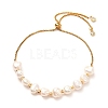 Natural Pearl Beads Adjustable Slider Bracelet for Girl Women Gift BJEW-JB06820-01-1