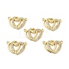 Brass Micro Pave Clear Cubic Zirconia Connector Charms KK-E068-VB065-3