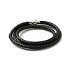 Leather Braided Three Loops Wrap Bracelet with 304 Stainless Steel Clasp for Men Women BJEW-C021-18-P-3