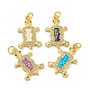 Turtle Brass Pendants Micro Pave Cubic Zirconia with Synthetic Opal KK-K356-09G-1