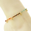 Chakra Grade A Natural Amethyst & Lapis Lazuli & Amazonite & Green Aventurinee & Tiger Eye & Carnelian & Red Jasper Faceted Round Beaded Anklets AJEW-AN00882-2