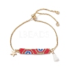 Handmade Japanese Seed Rectangle & Star & Tassel Charms Slider Bracelet BJEW-MZ00013-01-1