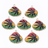 Electroplate Printed Natural Scallop Shell Pendants X-SSHEL-R047-04-A02-2