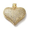 Heart Rack Plating Brass Micro Pave Clear Cubic Zirconia Pendant KK-U019-18G-01-1