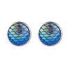 Mermaid Scale Flat Round Stud Earrings EJEW-JE04798-6