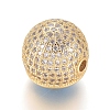 Brass Micro Pave Clear Cubic Zirconia Beads ZIRC-L085-63G-3