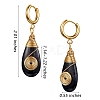 Natural Black Agate Teardrop with Spiral Dangle Hoop Earrings EJEW-SW00011-20-7