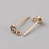 Brass Micro Pave Cubic Zirconia Flat Round Stud Earring Finding KK-WH0062-41B-G-1