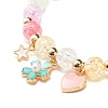 Candy Color Round Beaded Stretch Bracelet with Heart Star Flower Charm for Women BJEW-JB07636-05-4