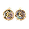 304 Stainless Steel Pave Natural Paua Shell Pendants STAS-F319-02A-G01-1